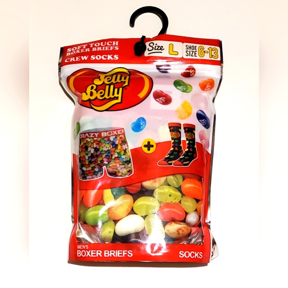 Jelly Belly Soft Touch Men's Boxer Briefs with Matching Crew Socks Set